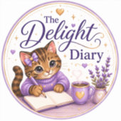 Sticker Le Journal du Plaisir Chat Mignon Violet Or (Recto)
