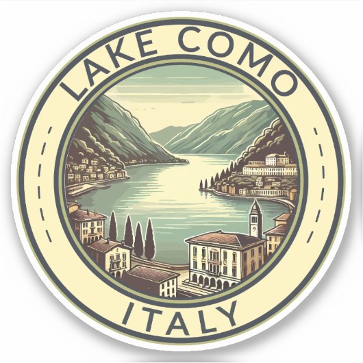 Sticker Le lac de Côme Italie Illustration Insigne d'art d (Devant)