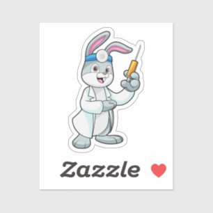 Sticker Le lapin comme docteur à la vaccination avec la se