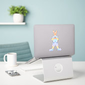 Sticker Le Lapin Heureux (Ordinateur portable sur le bureau)