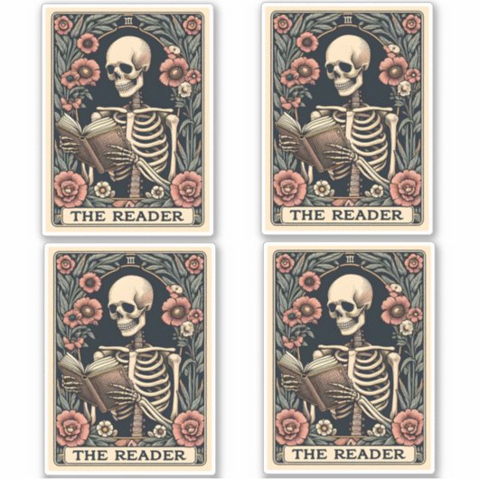 Sticker Le lecteur Skeleton Tarot Card (Devant)