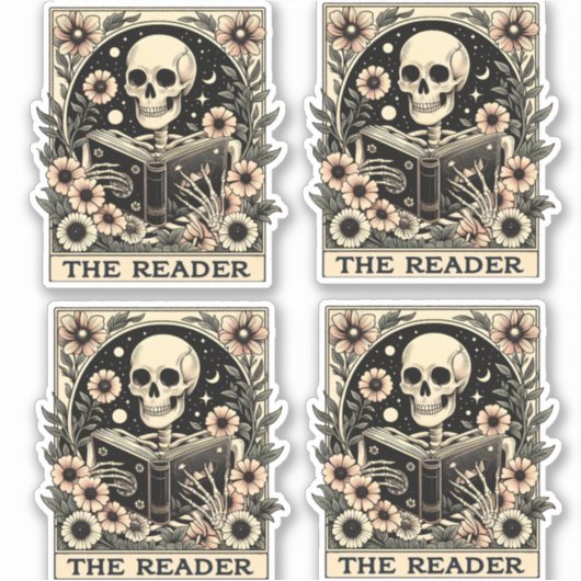 Sticker Le lecteur Skeleton Tarot Card (Devant)