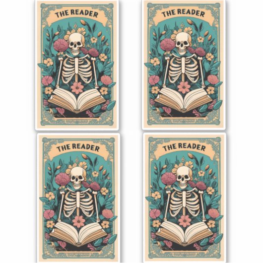Sticker Le lecteur Skeleton Tarot Card (Devant)
