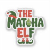 Sticker Le Matcha Elf Drôle Noël Matcha Boisson (Devant)