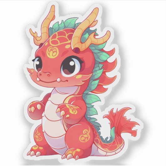 Sticker Le mignon dragon chinois (Devant)