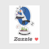 Sticker Le mignon secrétaire oiseau écrire des notes dessi (Feuille)