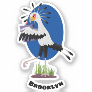 Sticker Le mignon secrétaire oiseau écrire des notes dessi
