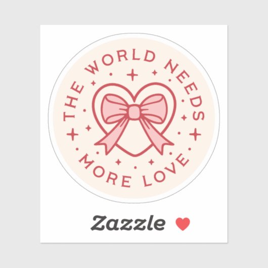 Sticker Le monde a besoin de plus d'amour coquette preppy (Feuille)