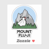 Sticker Le Mont Flu-ji Funny Mountain Pun (Feuille)