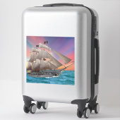 STICKER LE NAVIRE PIRATE DE BLACK BEARD (Sur valise)