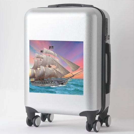 STICKER LE NAVIRE PIRATE DE BLACK BEARD (Sur valise)