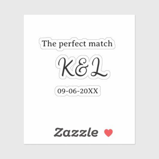 Sticker le nom de couple parfait lettre date bleu sim (Feuille)