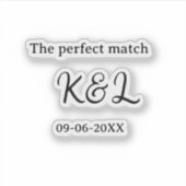 Sticker le nom de couple parfait lettre date bleu sim (Devant)