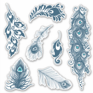 Sticker Le paon stylisé de paon bleu fait varier le pas d