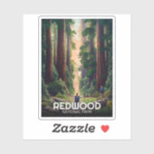 Sticker Le parc national de Redwood, Californie côtière (Feuille)