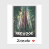 Sticker Le parc national de Redwood, Californie côtière (Feuille)
