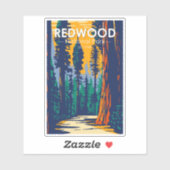 Sticker Le parc national de Redwood Vintage (Feuille)