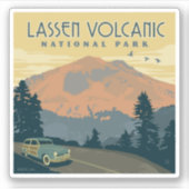 Sticker Le Parc national volcanique de Lassen | Voyage rou (Devant)