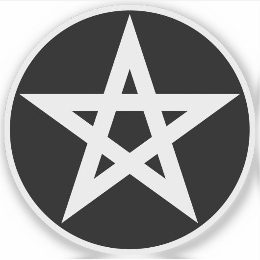 Sticker Le pentagramme (blanc sur noir) (Devant)