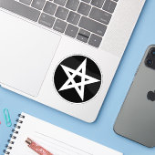 Sticker Le pentagramme (blanc sur noir) (Ordinateur portable avec iPhone)