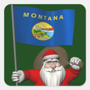 Sticker Le Père Noël Avec L'Enseigne Du Montana