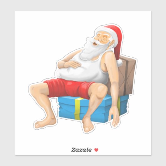 Sticker Le Père Noël fait une petite sieste (Feuille)