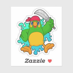 Sticker Le perroquet comme pirate avec épée