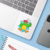 Sticker Le perroquet comme pirate avec épée (Ordinateur portable avec iPhone)