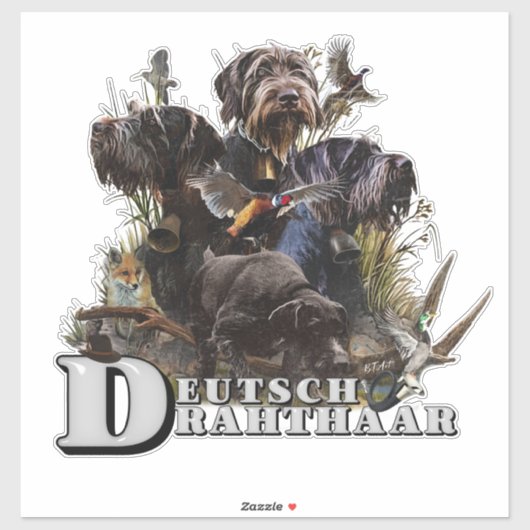 Sticker Le pointeur À poils durs allemand (Feuille)