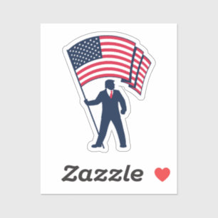 Sticker Le président Trump portant le drapeau des États-Un