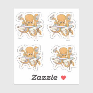 Sticker Le repassage des pieuvres, submergé par les corvée