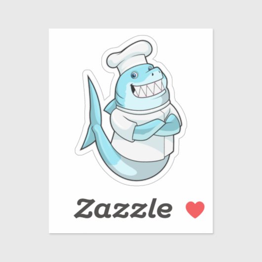 Sticker Le requin comme chef avec tablier de Cuisine (Feuille)