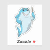 Sticker Le requin comme enseignant avec pointeur (Feuille)