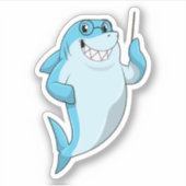 Sticker Le requin comme enseignant avec pointeur (Devant)