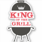 Sticker Le Roi Du Grill, Blanc Noir Couronne Rouge (Devant)