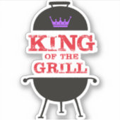 Sticker Le Roi Du Grill, Noir Violet Couronne Rouge (Devant)