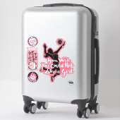 Sticker Le rose frappe comme une fille Volley-ball (Sur valise)