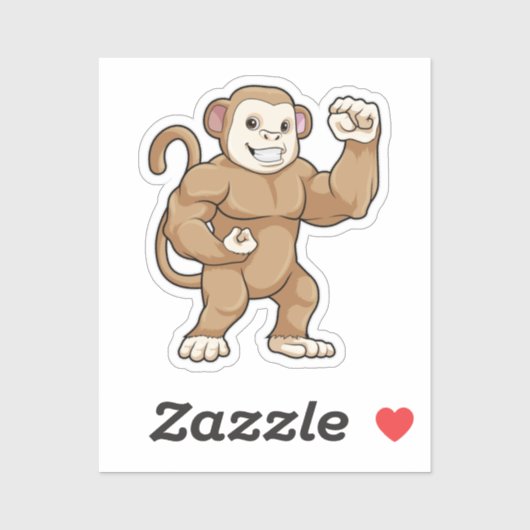 Sticker Le singe comme culturiste au Bodybuilding (Feuille)