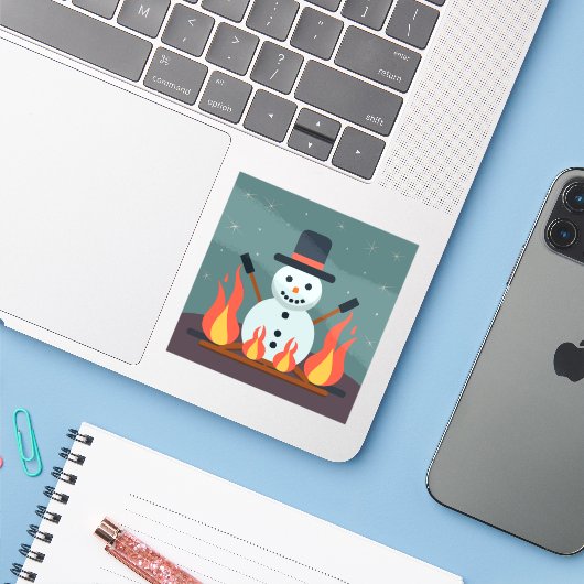 Sticker Le Snowman au camping (Ordinateur portable avec iPhone)