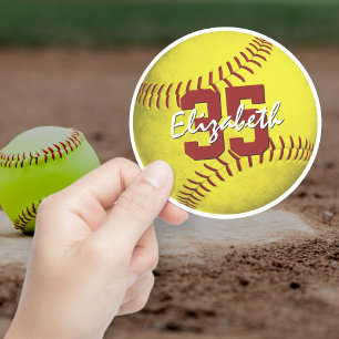 Sticker Le softball de fille jaune réaliste sur mesure-Cou