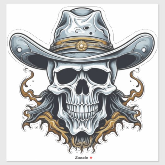 Sticker Le squelette cowboy (Feuille)