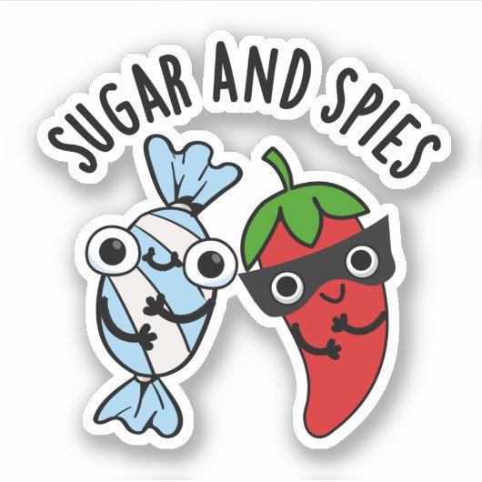 Sticker Le sucre et les espions amusant jeu de nourriture (Devant)