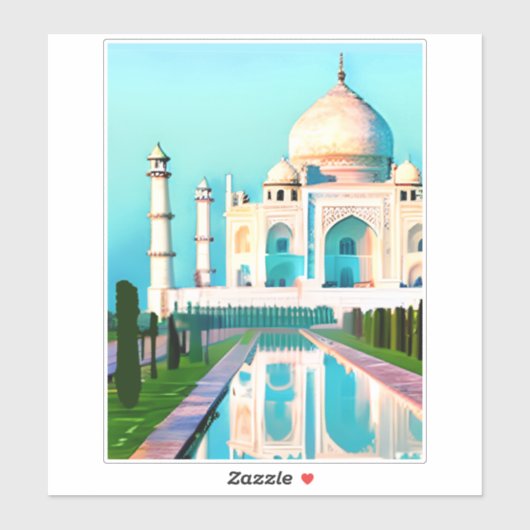 Sticker Le Taj Mahal sous un ciel étoilé (Feuille)