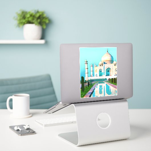 Sticker Le Taj Mahal sous un ciel étoilé (Ordinateur portable sur le bureau)