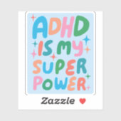 Sticker LE TDAH EST MA SUPERPUISSANCE AMUSANTE Lettres de  (Feuille)