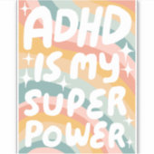 Sticker LE TDAH EST MA SUPERPUISSANCE AMUSANTE Lettres de  (Devant)