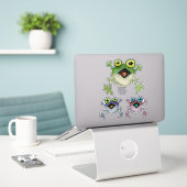Sticker Le trio de grenouilles ! (Ordinateur portable sur le bureau)