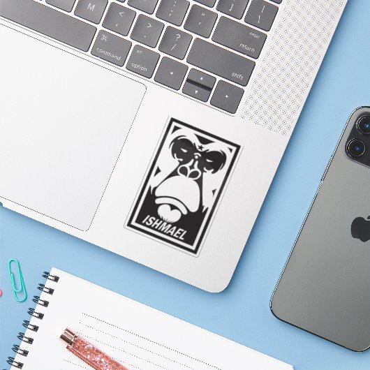 Sticker Le visage d'Ismaël (Ordinateur portable avec iPhone)