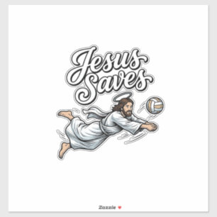 Sticker Le Volleyball de Jésus Sauve Vintage Chemise Chrét