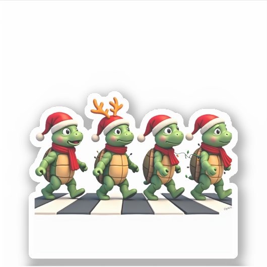Sticker Leatherback Sea Turtle Crossing Road Xmas T-Shirt (Devant)
